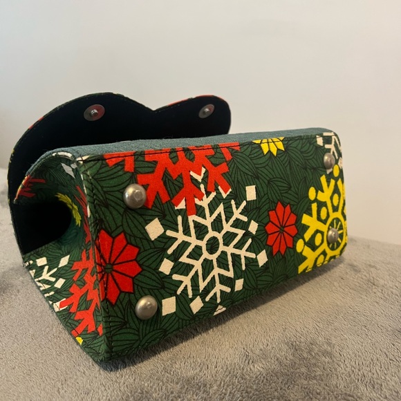 Denim-Ankara bag/purse (mini duffel) - Picture 3 of 4